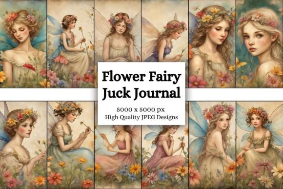12 Enchanting Flower Fairy Junk Journal Backgrounds