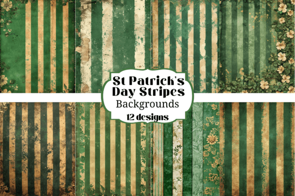 12 St Patrick's Day Stripes Backgrounds for Digital Crafts