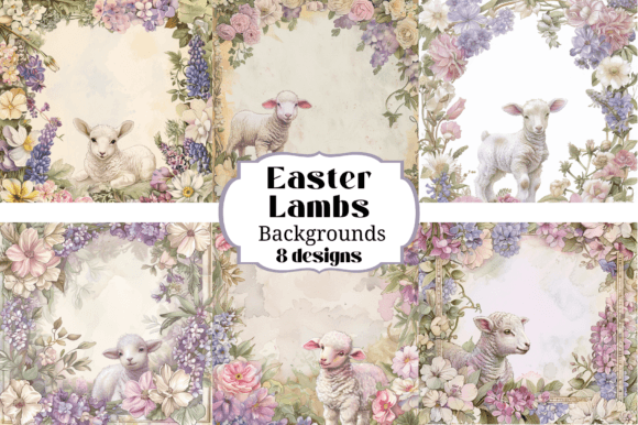 8 Easter Lamb Digital Paper Backgrounds for Creative Projects