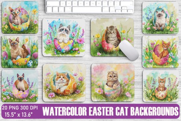 Adorable Easter Designs: Cute Cat in Easter Egg Backgrounds