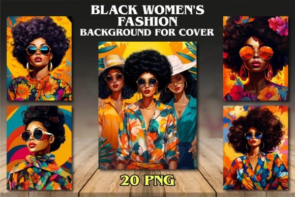 Black Women's Fashion Backgrounds for Creative Projects