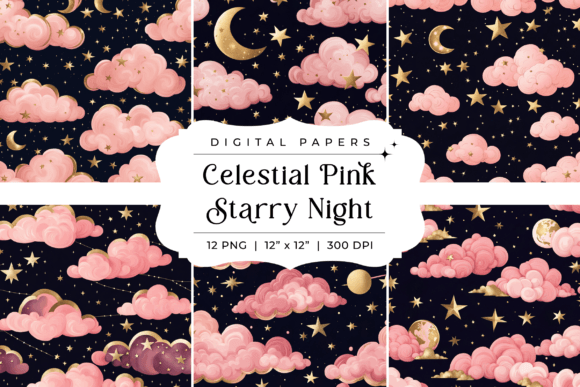 Celestial Pink Starry Night Backgrounds: A Dreamy Design Asset