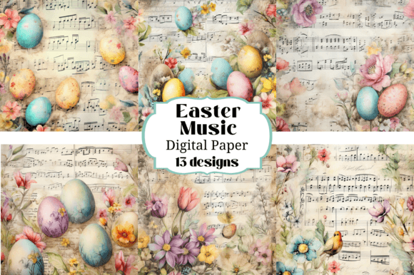 Easter Flowers Music Spring Backgrounds for Crafters
