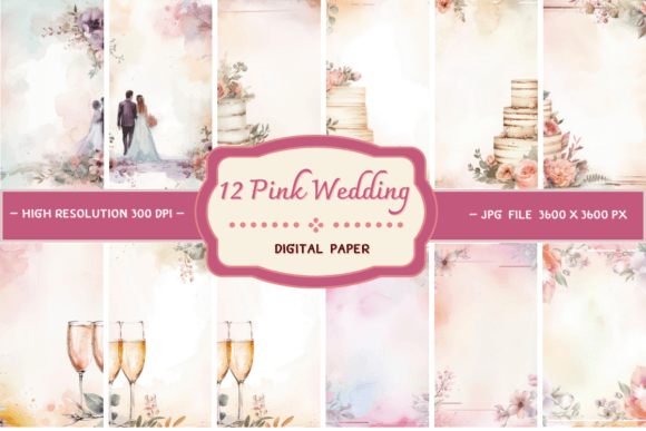 Elevate Your Designs with Pink Wedding Digital Paper