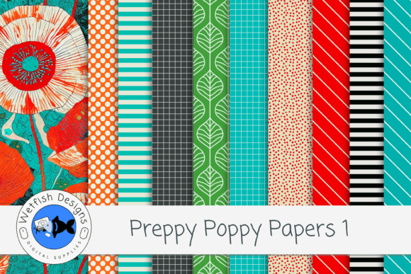 Elevate Your Projects with Preppy Poppy Digital Paper Backgrounds