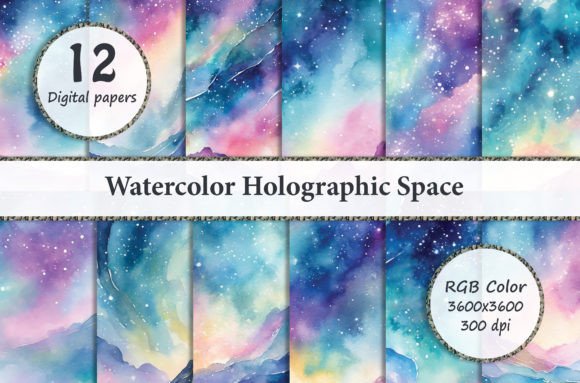 Exploring the Cosmic Appeal of Watercolor Holographic Space Backgrounds