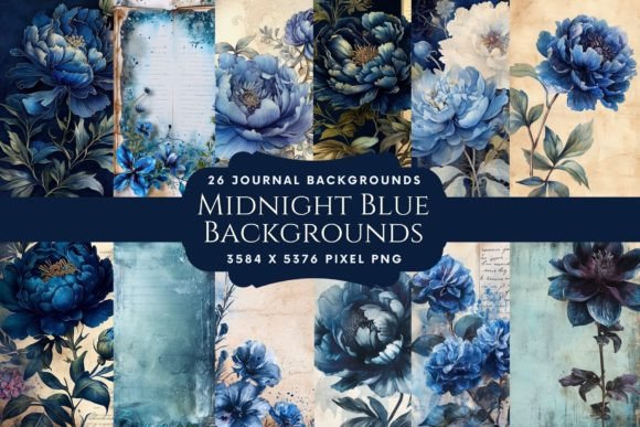 Midnight Blue Floral Backgrounds: Design Elegance