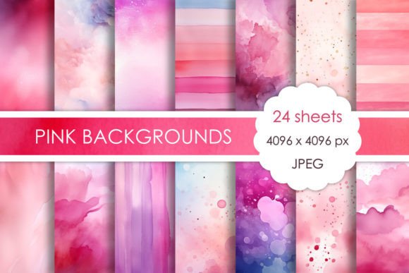 Set of Watercolor Pink Backgrounds: Your Go-To Design Asset