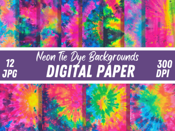 Vintage Groovy Neon Tie Dye Backgrounds: A Burst of Retro Energy